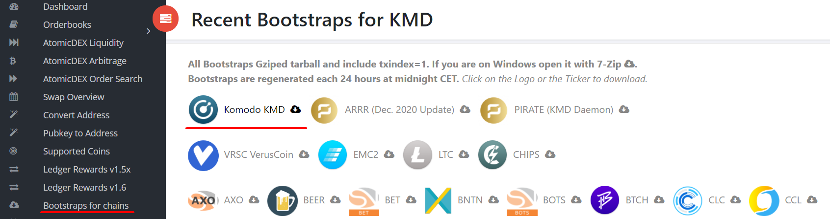 Bootstrap для KMD на dexstats.info