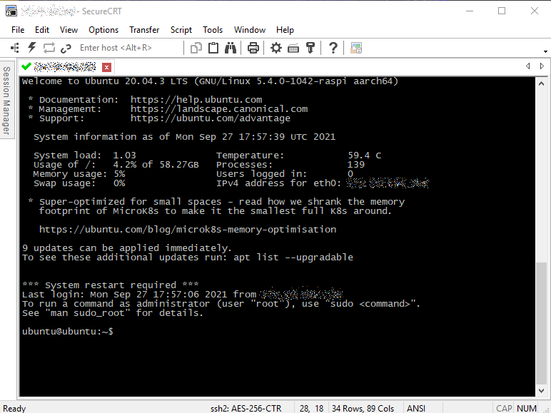 Ubuntu 20.04.3 LTS (GNU/Linux 5.4.0-1042-raspi aarch64)