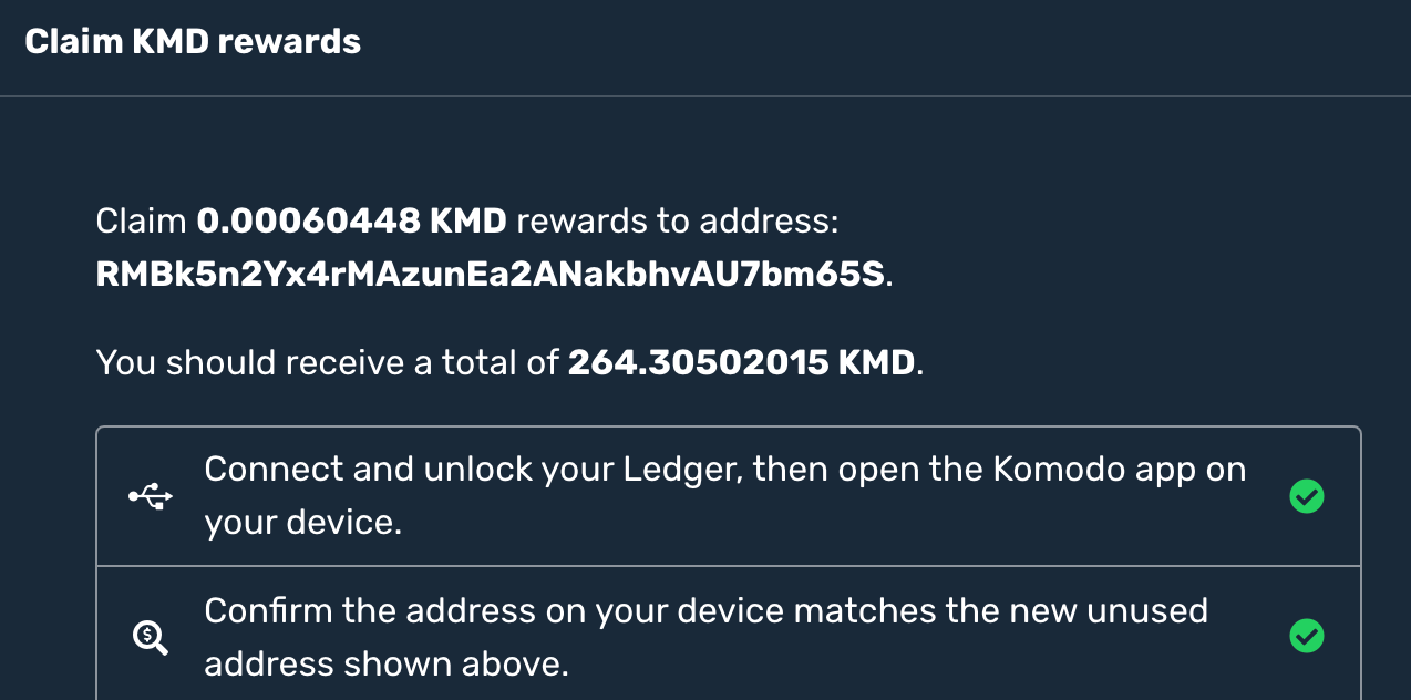 Используем Ledger для получения rewards в KMD